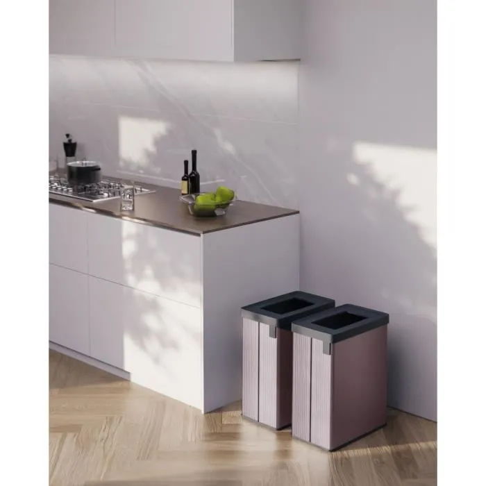 Curver Poubelle de tri VERTO 54 L - Rose perle pour cuisine, design moderne et fonctionnel