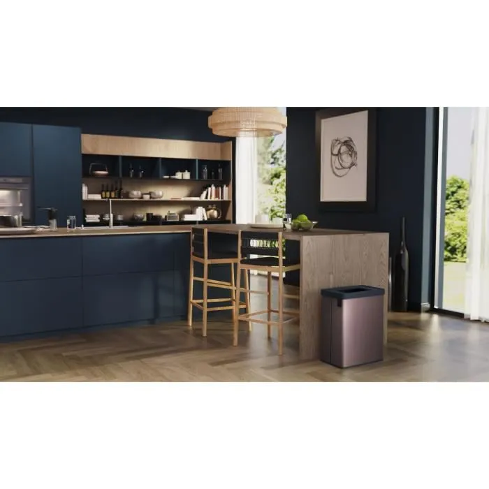 Curver Poubelle de tri VERTO 54 L - Rose perle pour cuisine, design moderne et fonctionnel