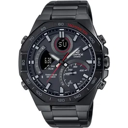 Casio ECB-950DC-1AEF - Montre connectée Bluetooth solaire étanche 10 bars, boîtier acier inoxydable noir, affichage double, chronomètre, calendrier automatique