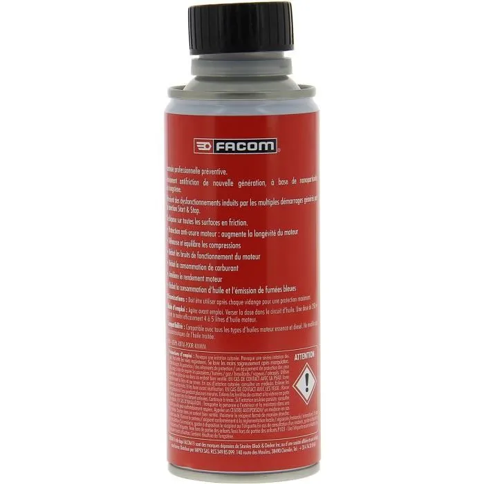 Facom - Traitement antifriction moteur Start&Stop essence et diesel 250ml - Limite l'usure, réduit la consommation et les bruits