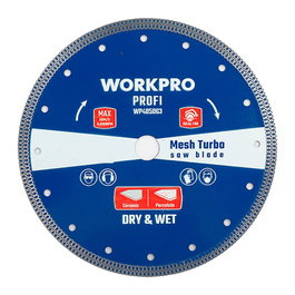 Workpro Disque diamanté continu mesh turbo profi Ø125 x 22,2 mm pour pierre, béton, brique, céramique