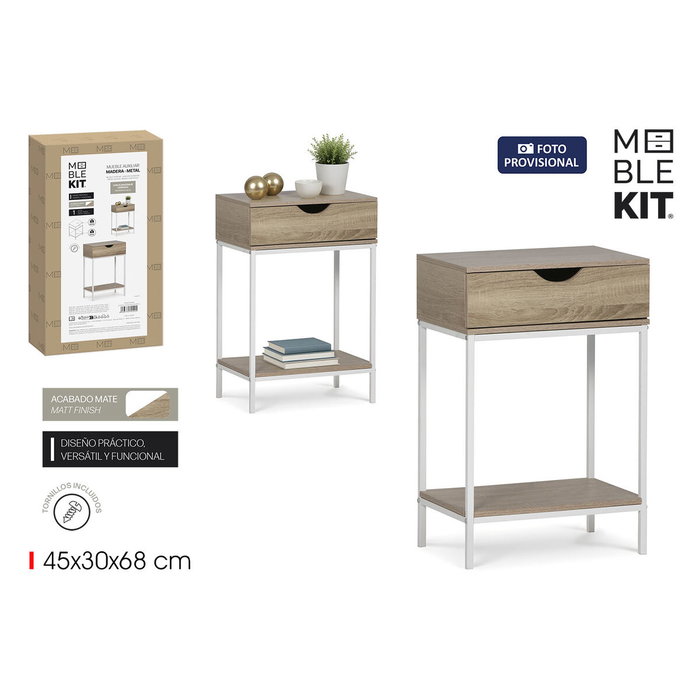 MobleKit Meuble d'Appoint Blanc Marron 45 x 30 x 68 cm