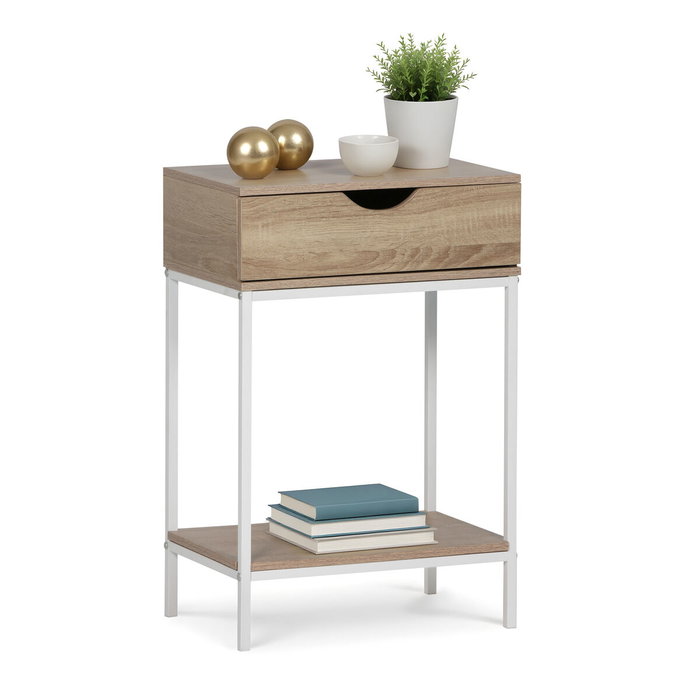 MobleKit Meuble d'Appoint Blanc Marron 45 x 30 x 68 cm