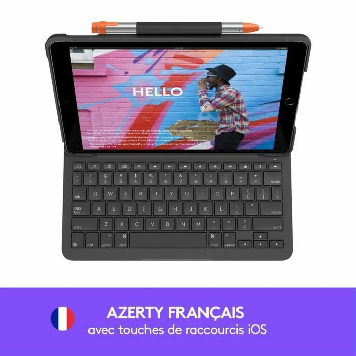 Logitech Slim Folio Étui Clavier AZERTY Gris Graphite pour iPad 10.2" (7e, 8e, 9e gén.) Logitech Slim Folio Étui Clavier AZERTY Gris Graphite pour iPad 10.2" (7e, 8e, 9e gén.)