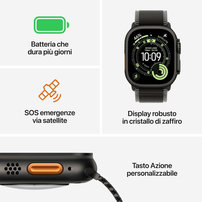 Montre intelligente Apple MF1D4QL/A Noir Light Blue 49 mm