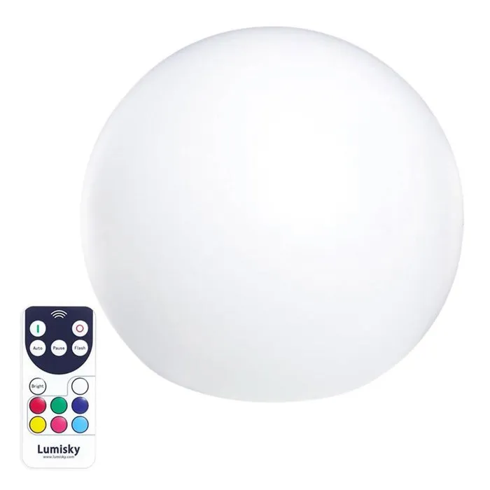 Lumisky Bobby C40 - Boule lumineuse flottante LED multicolore - Diamètre 40 cm - Télécommande - Recharge par induction - IP66 - Autonomie 12h