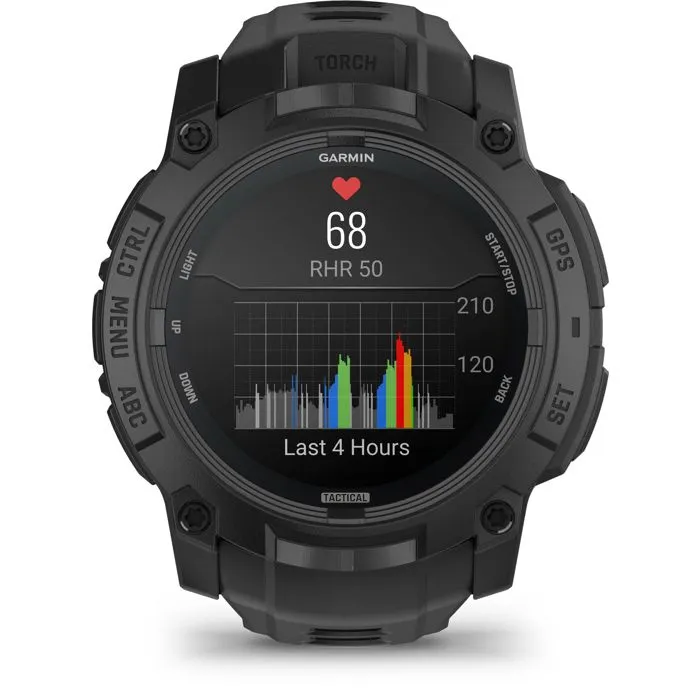 Garmin Instinct 3 Tactical - Montre connectée GPS, boîtier 50 mm, écran AMOLED, fonctionnalités tactiques, Noir