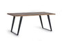 Giner Y Colomer Table de Salle à Manger en Bois d'Acacia Naturel avec Pieds en Métal Noir - Détails Sculptés à la Main - Plateau de 4 cm d'Épaisseur