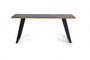 Giner Y Colomer Table de Salle à Manger en Bois d'Acacia Naturel avec Pieds en Métal Noir - Détails Sculptés à la Main - Plateau de 4 cm d'Épaisseur
