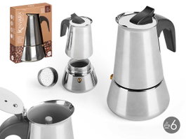 Kinvara Cafetière Induction Acier 6 Tasses 300 ml 14x19x11 cm pour Gaz, Vitrocéramique, Électrique Noir (Set de 12)