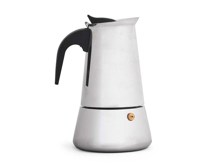 Kinvara Cafetière Induction Acier 6 Tasses 300 ml 14x19x11 cm pour Gaz, Vitrocéramique, Électrique Noir (Set de 12)