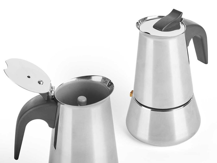 Kinvara Cafetière Induction Acier 6 Tasses 300 ml 14x19x11 cm pour Gaz, Vitrocéramique, Électrique Noir (Set de 12)
