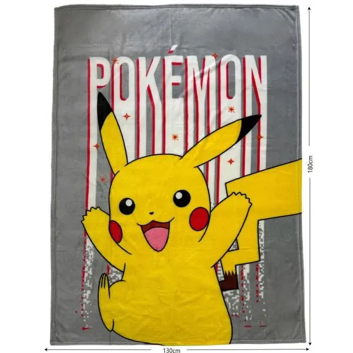 Pokemon Plaid Pikachu - Couverture douce et chaude décorative inspirée de l'univers Pokémon - Dimensions 130 x 180 cm