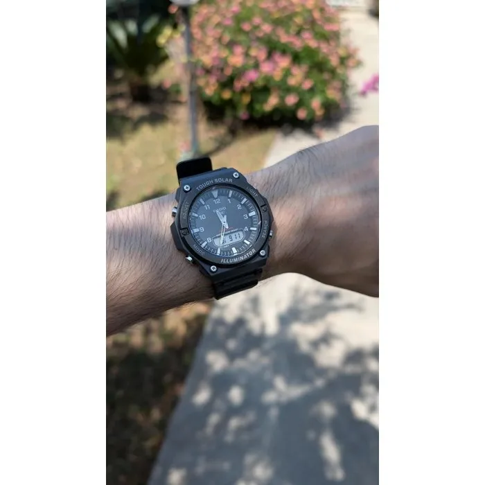 Casio AQ-S820W Montre Homme Noire Solaire Ana-Digital Bracelet Résine Étanche 10 Bars