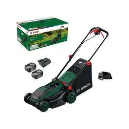 Bosch Tondeuse électrique sans fil ROTAK18V2-38 avec 2 batteries 4Ah, chargeur et coupe de 38 cm - 06008B9M00, 18V