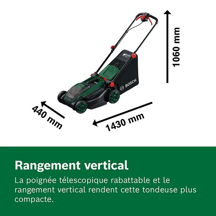 Bosch Tondeuse électrique sans fil ROTAK18V2-38 avec 2 batteries 4Ah, chargeur et coupe de 38 cm - 06008B9M00, 18V