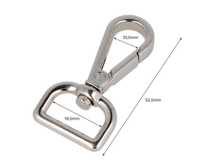 Innspiro Mousqueton à Anneau en D Zamak Nickel 19,5 mm (Lot de 5) Innspiro Mousqueton à Anneau en D Zamak Nickel 19,5 mm (Lot de 5)