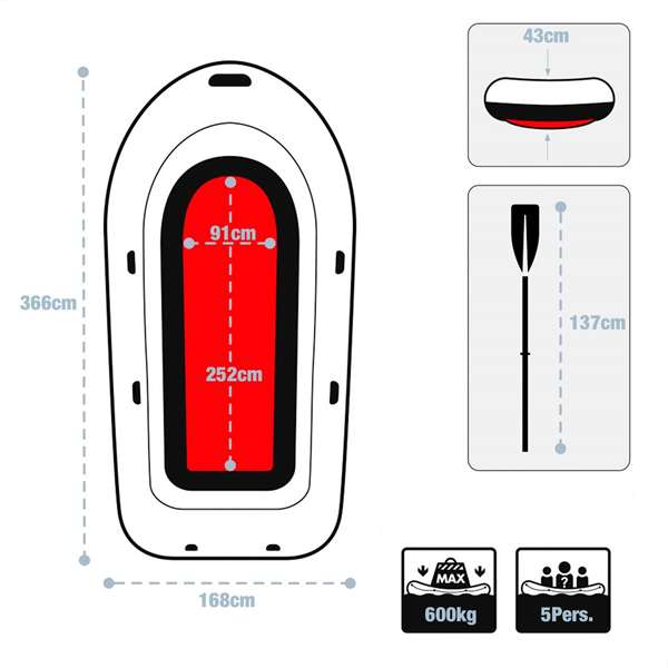Intex Barco Excursion 5 personnes avec rames en aluminium et pompe Intex Barco Excursion 5 personnes avec rames en aluminium et pompe