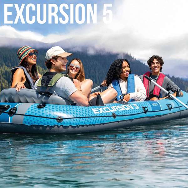 Intex Barco Excursion 5 personnes avec rames en aluminium et pompe Intex Barco Excursion 5 personnes avec rames en aluminium et pompe