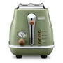 Delonghi Icona Vintage Grille pain Vert Olive/Chocolat, 2 tranches