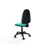 Chaise Algarra Contact permament de base Cuir écologique Turquoise Structure polyamide noire Sans accoudoirs Sans appui-tête Roulettes autofreinées