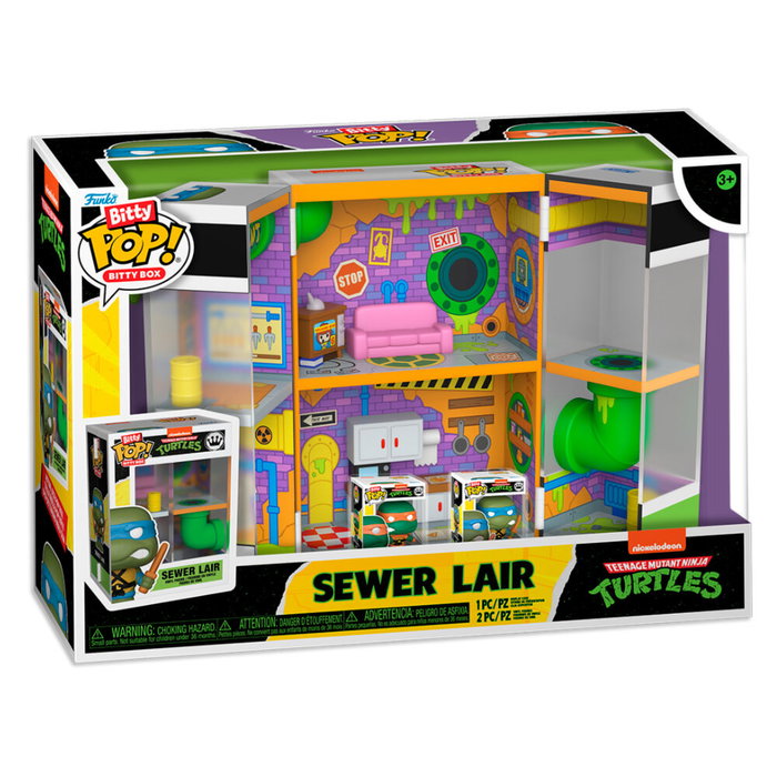 FUNKO Tortues Ninja Bitty POP! Sewer Lair avec 2 figurines en vinyle