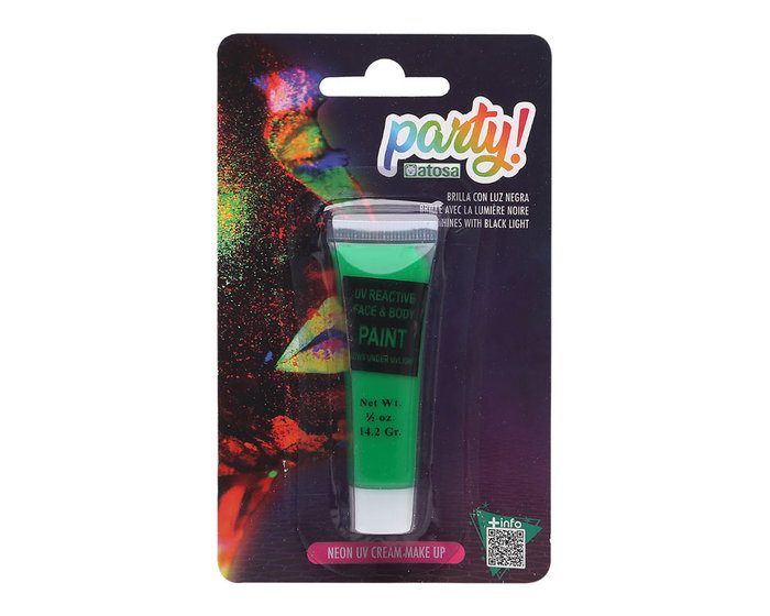 Maquillage fluo UV vert brillant dans le noir pour maquillage artistique, Halloween et carnaval Maquillage fluo UV vert brillant dans le noir pour maquillage artistique, Halloween et carnaval