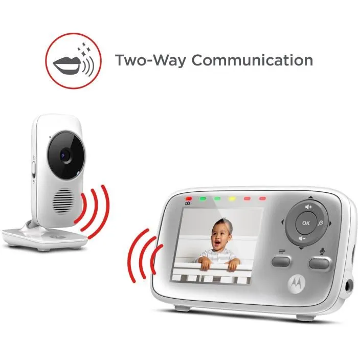 Moniteur vidéo bébé Motorola VM483 - Écran couleur 2.8", vision nocturne infrarouge, portée 300 m, communication bidirectionnelle, surveillance température