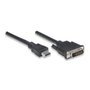 Techly Câble vidéo HDMI vers DVI-D M/M 1,8 m - Connectique dorée - Haute définition 1080p - Blindé contre les interférences