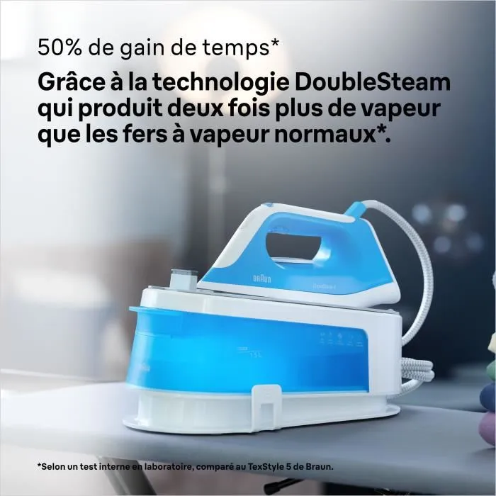 Braun Carestyle 1 IS1012BL Centrale vapeur - Semelle FreeGlide 3D - Pression 5.5 bars - Débit vapeur 340 g/min - Réservoir 1.5 L