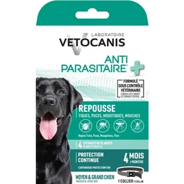 Vetocanis Collier antiparasitaire anti-puces anti-tiques pour chien moyen et grand 75 cm 4 mois de protection