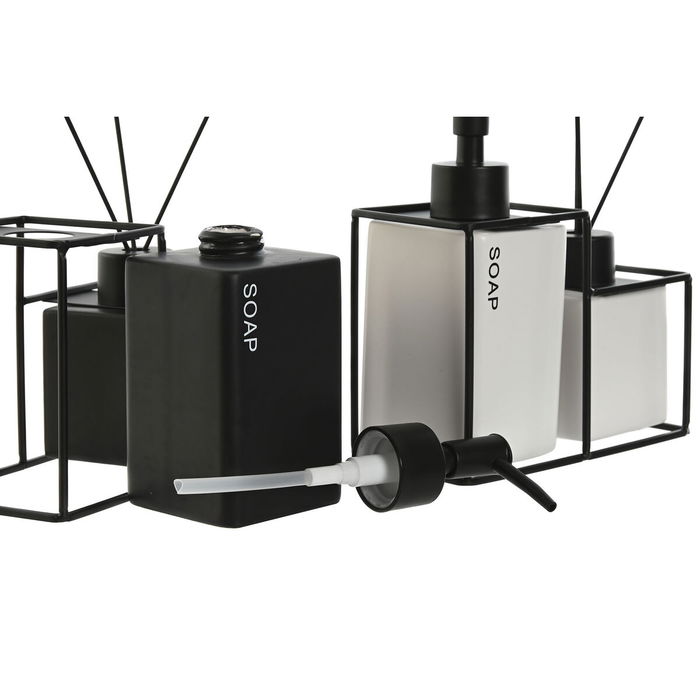 Ensemble de Bain Home ESPRIT Blanc Noir Métal Dolomite 14,5 x 8 x 17 cm 2 Pièces (2 Unités)