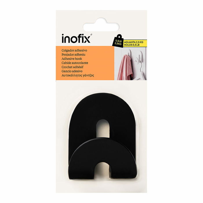 Crochet pour suspendre Inofix calma Noir 2,5 kg Adhésif