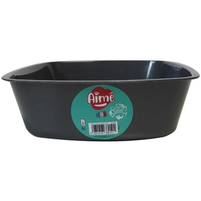 Aimé - Bac à Litière pour Chat et Chaton, Résistant et Étanche 43 x 31 x 10 cm, Fabrication Européenne