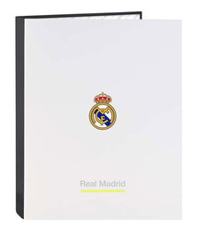 Safta - Carpeta folio 4 ani.mixtas Real Madrid équipement 25/26 - Classeur A4 4 anneaux thème Real Madrid, 26.5x33x4 cm, à partir de 3 ans