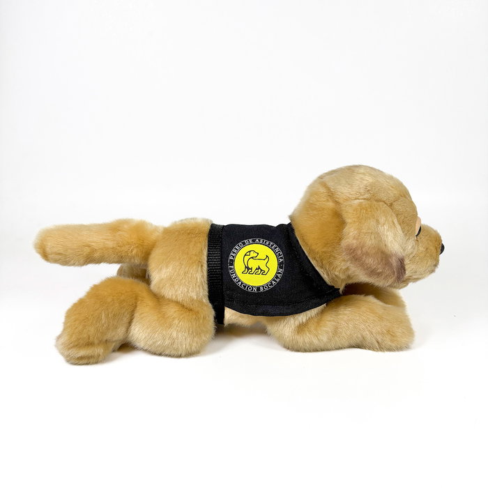 DEQUBE Peluche Labrador Canela 21 cm avec gilet - Licence Bocalan - Peluche douce pour enfant