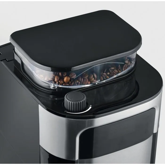 Severin KA 4813 - Cafetière filtre avec broyeur intégré, 1,4 L, Noir et Inox