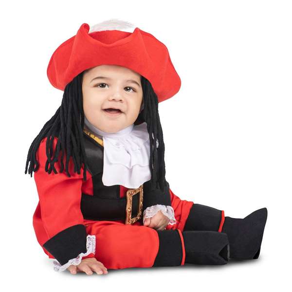 My Other Me - Costume complet Captain Crochet bébé avec chapeau, perruque, veste, col, pantalon et guêtres - Taille 7-12 mois
