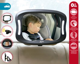 KioKids Miroir de surveillance pour siège auto avec LED et télécommande, Noir