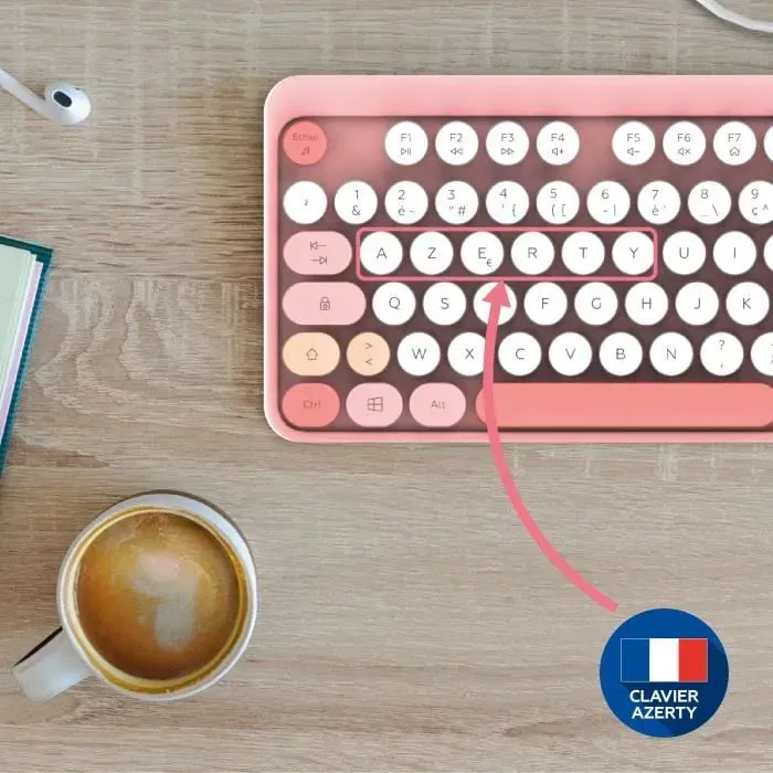 Mobility Lab - Ensemble Clavier et Souris Sans Fil - Pavé Numérique Intégré, Touches Silencieuses, Raccourcis Multimédia - Rose Pure Color