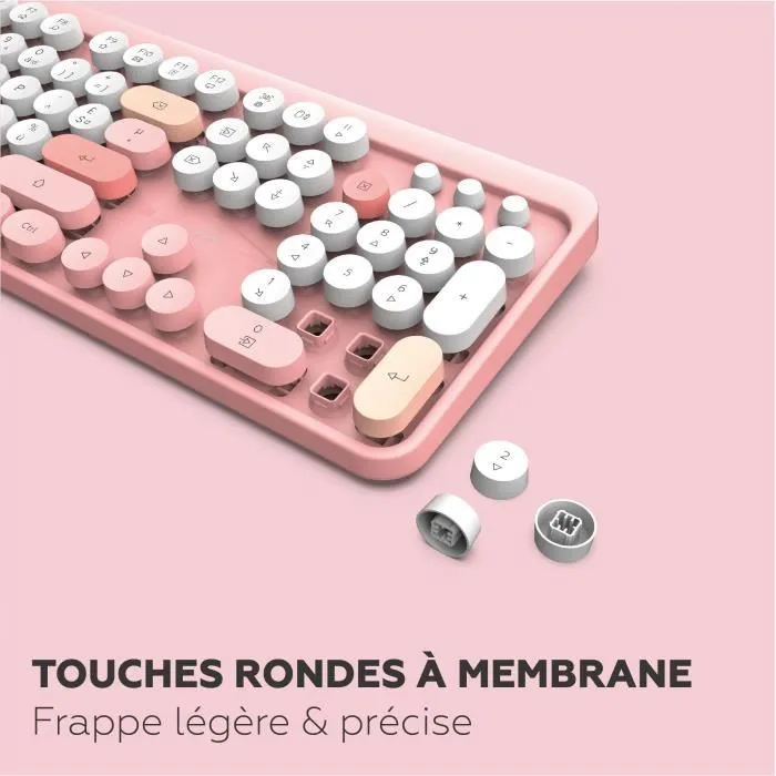 Mobility Lab - Ensemble Clavier et Souris Sans Fil - Pavé Numérique Intégré, Touches Silencieuses, Raccourcis Multimédia - Rose Pure Color