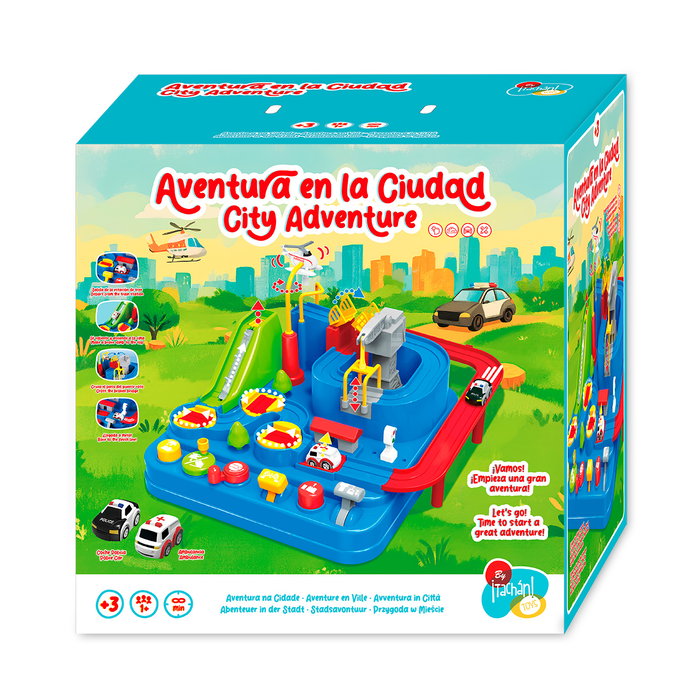 TACHAN Circuit de Habilité T01037 - Jeu de Course de Voiture avec Traction Manuelle, Sans Piles, Stimule la Coordination et la Logique pour Enfants à partir de 3 Ans