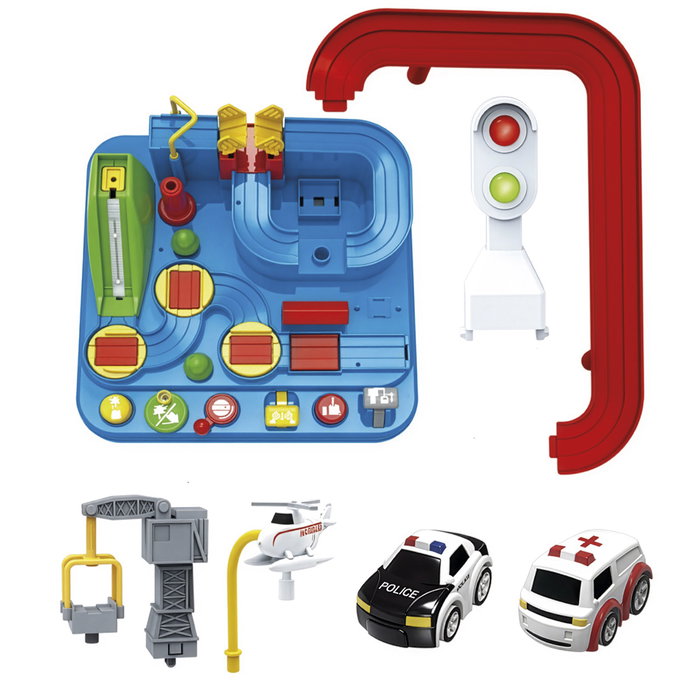 TACHAN Circuit de Habilité T01037 - Jeu de Course de Voiture avec Traction Manuelle, Sans Piles, Stimule la Coordination et la Logique pour Enfants à partir de 3 Ans