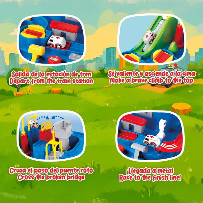 TACHAN Circuit de Habilité T01037 - Jeu de Course de Voiture avec Traction Manuelle, Sans Piles, Stimule la Coordination et la Logique pour Enfants à partir de 3 Ans