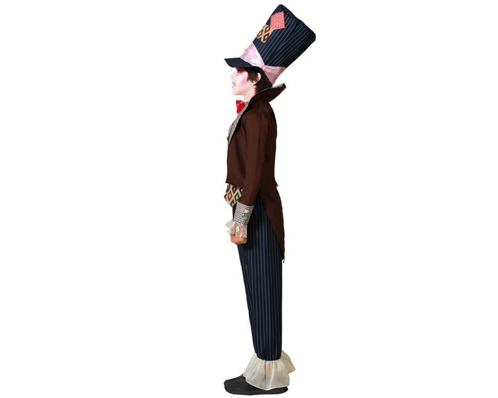 Déguisement Le Chapelier Fou Marron pour Garçon Âge 10-12 Ans - Chapeau Haut de Forme, Nœud Papillon, Veste, Gilet et Pantalon Long