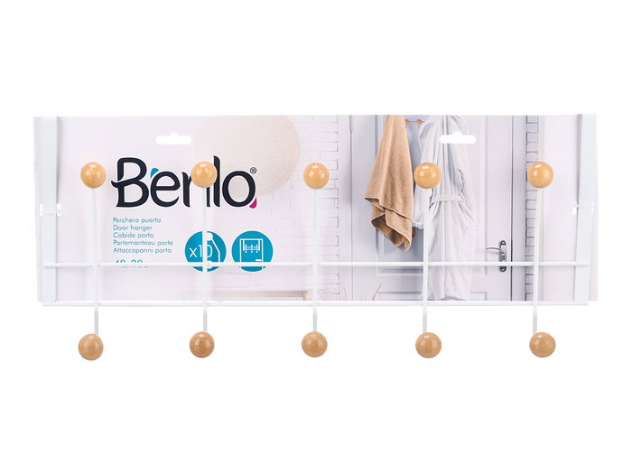 BERILO Percha 10 Cintres Blanco-Madera