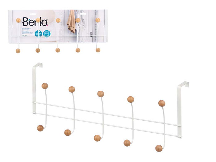 BERILO Percha 10 Cintres Blanco-Madera BERILO Percha 10 Cintres Blanco-Madera