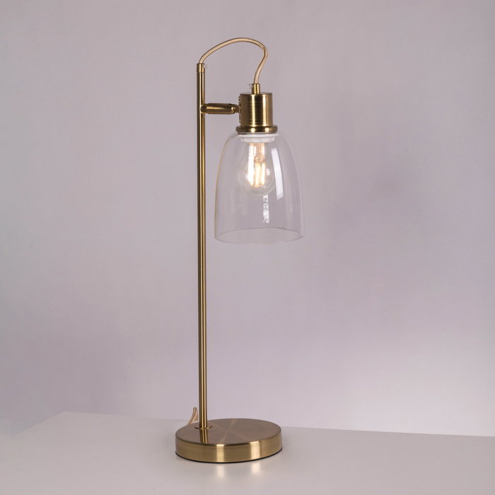 Lampe de table Najafabad en métal doré et cristal