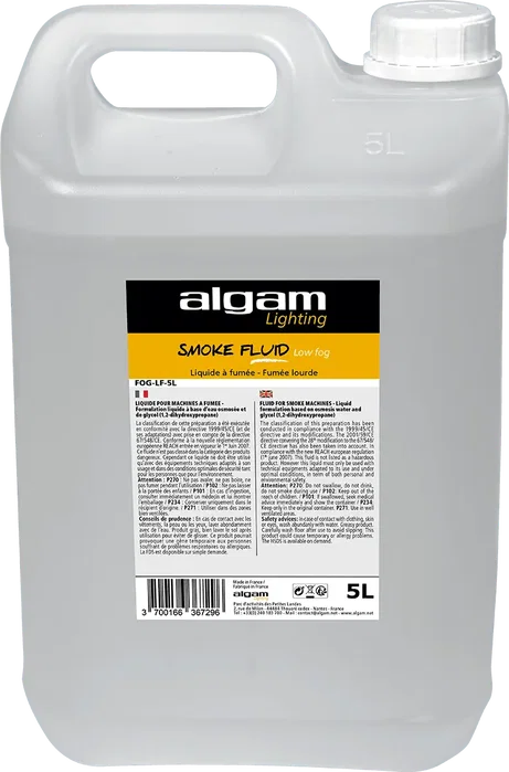 ALGAMLIGHT Líquido De Humo Pesado "Niebla Baja" 5L - Fluide à fumée lourde blanc opaque ALGAMLIGHT Líquido De Humo Pesado "Niebla Baja" 5L - Fluide à fumée lourde blanc opaque