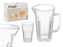 Vivalto Set 5 pièces Carafe et Verres à Eau 29 x 22 x 13 cm Verre Transparent 1,3 L + 315 ml (Set de 4)